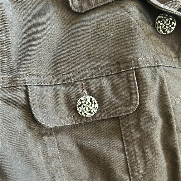 Tribal Dark Brown Jean Jacket with Decorative Silver Buttons - Picture 10 of 11